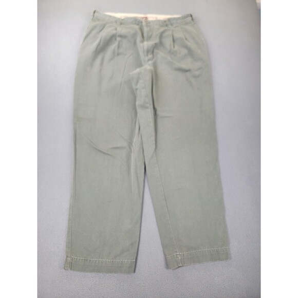 Abercrombie & Fitch Pants Mens 40x32 Green Weathered Chinos Pleated Twill Olive - Picture 1 of 14